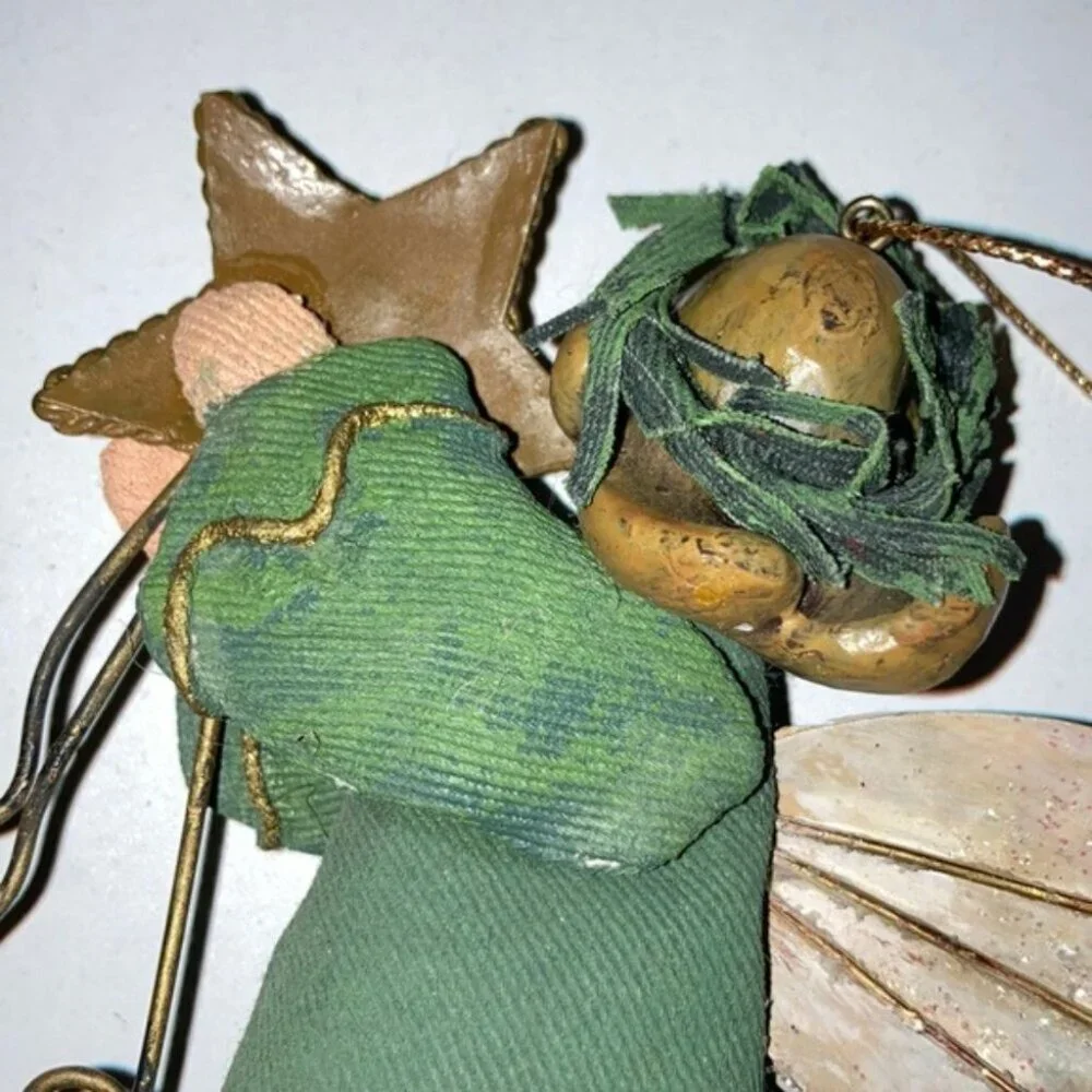 👼🎄 Fabric & Metal Angel Christmas Ornament | 5” x 5.5” | Holiday Tree Decor ✨